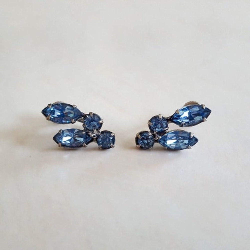 Vintage Blue Screw Back Earrings